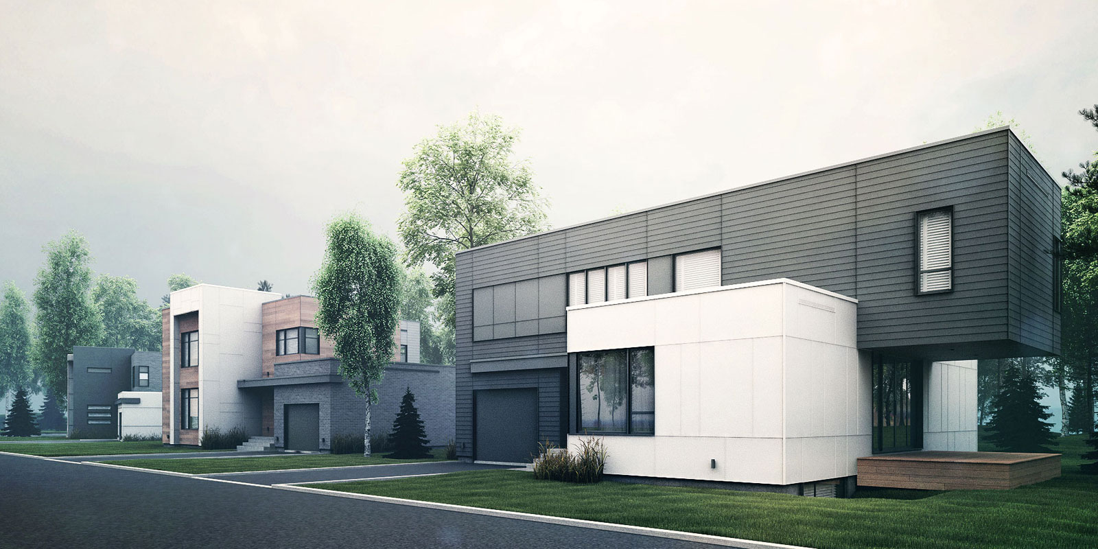 Zone C - Le nouveau Quartier immobilier avec maison contemporaine au style cubique à Québec